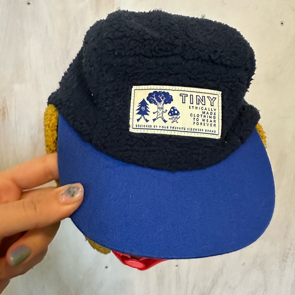 Tiny Cottons Kids Fleece Hat red blue yellow adjustable WARM ear flaps